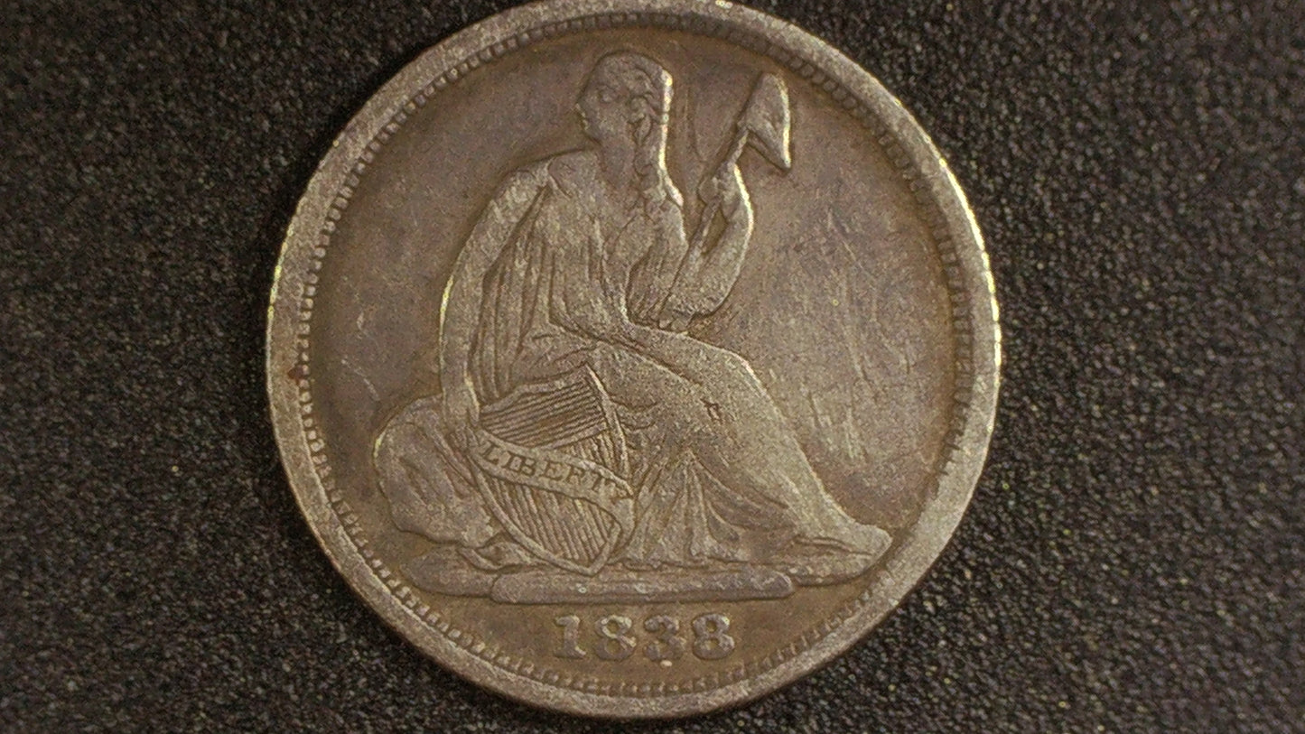 1838 Liberty Seated Half Dime New Orleans Mint "NO STARS"