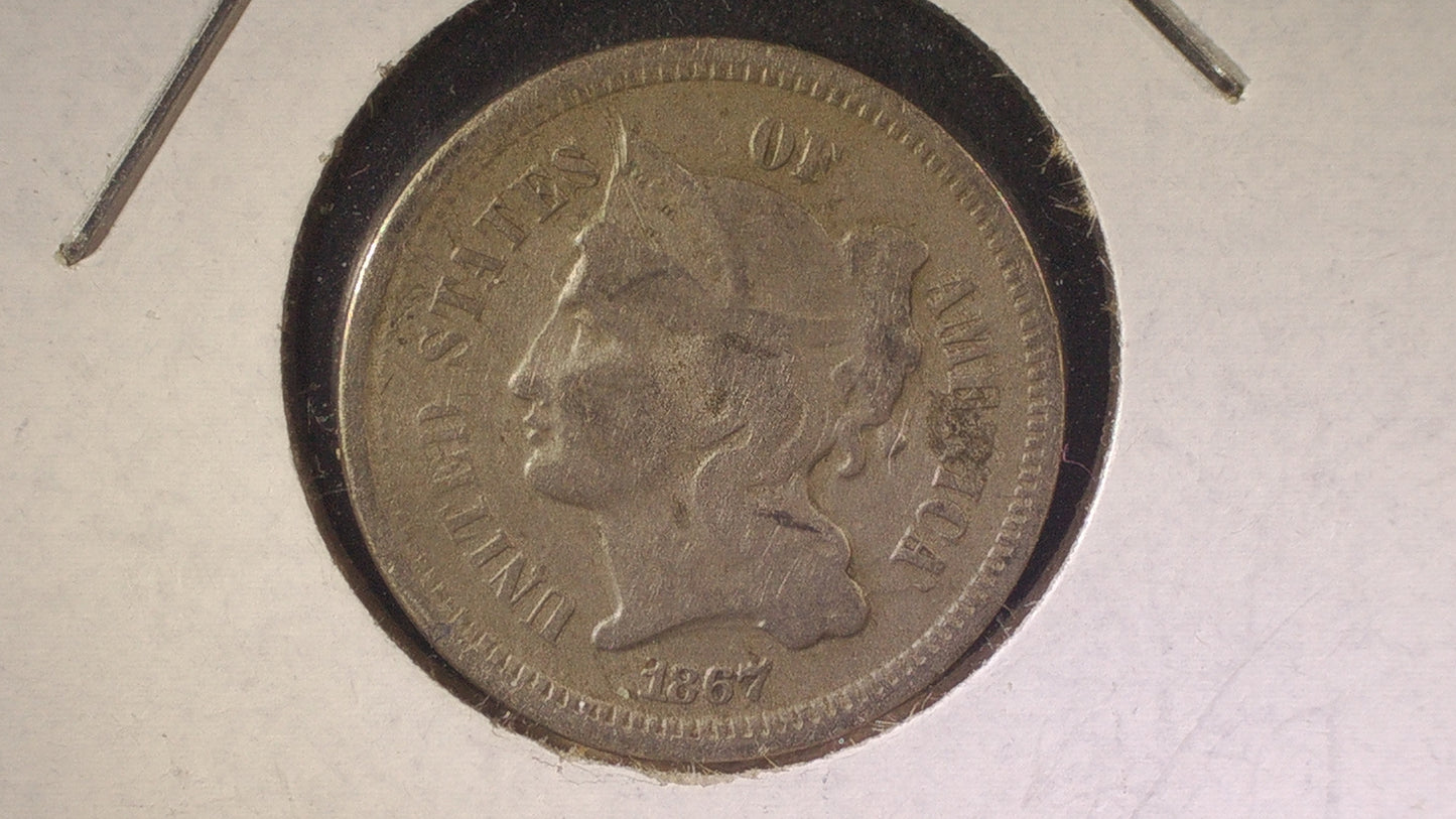 1867 3 Cent Nickel Item #1866P3005