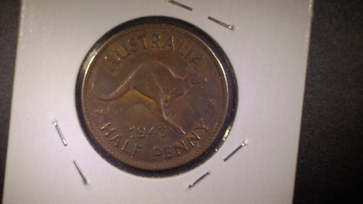 Australia 1943 Half Penny Item # Aust1943half001